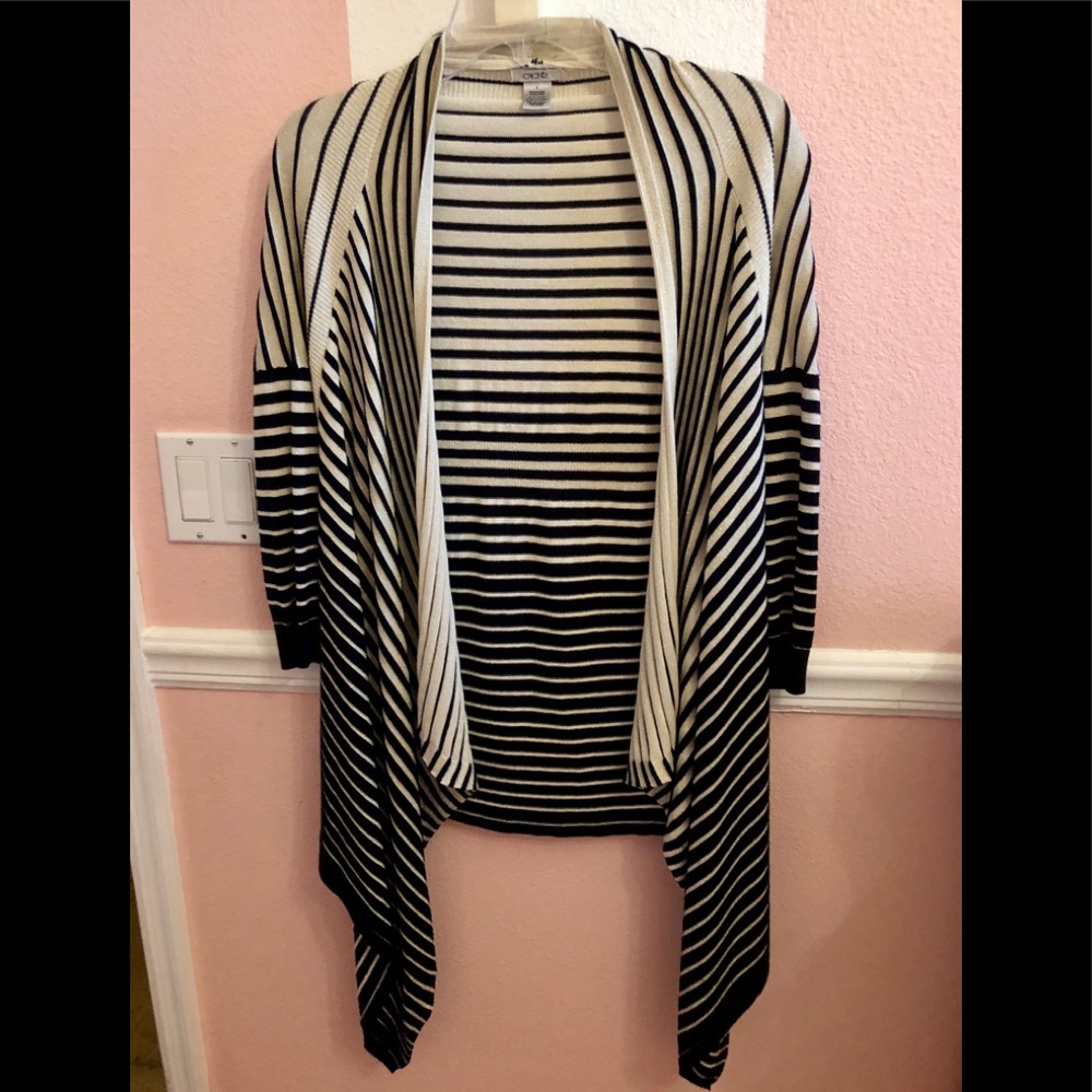 Cache Navy and Beige Striped Cover. Size S. EUC